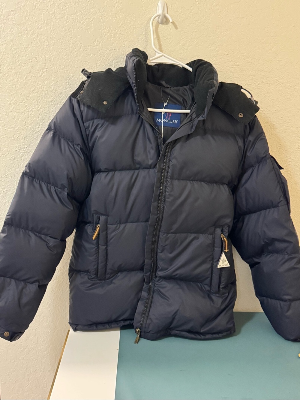 Moncler Navy  blue hooded Down  Puffer Jacket